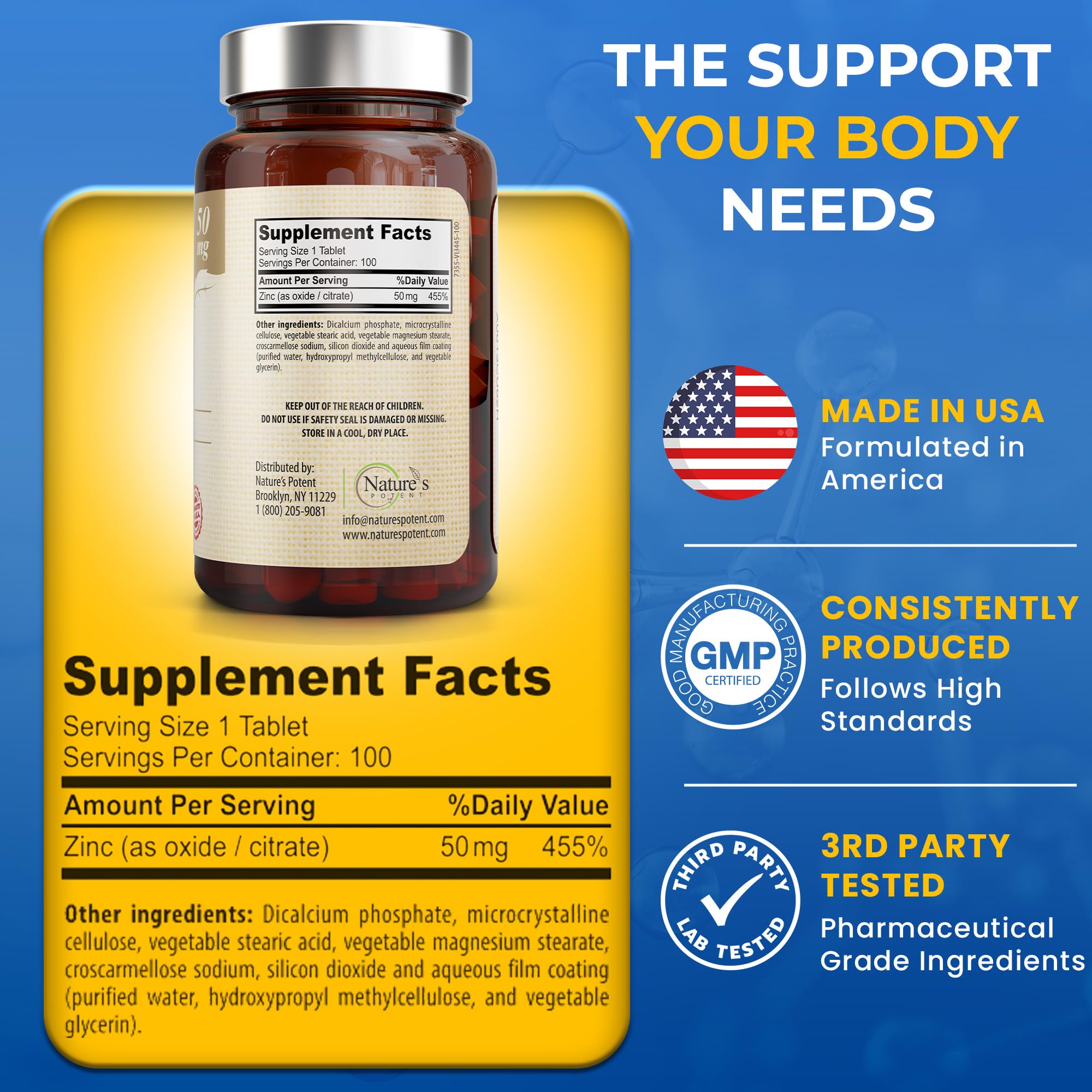 US-made production and third-party testing ensure premium quality.