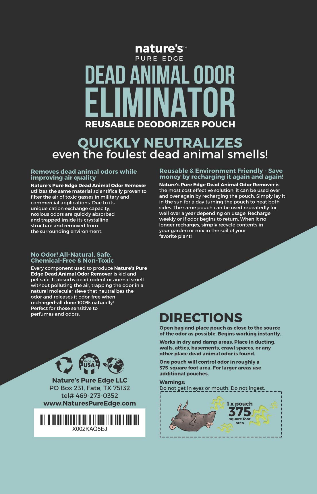 Nature's Pure Edge activated charcoal with zeolite for high-capacity adsorption