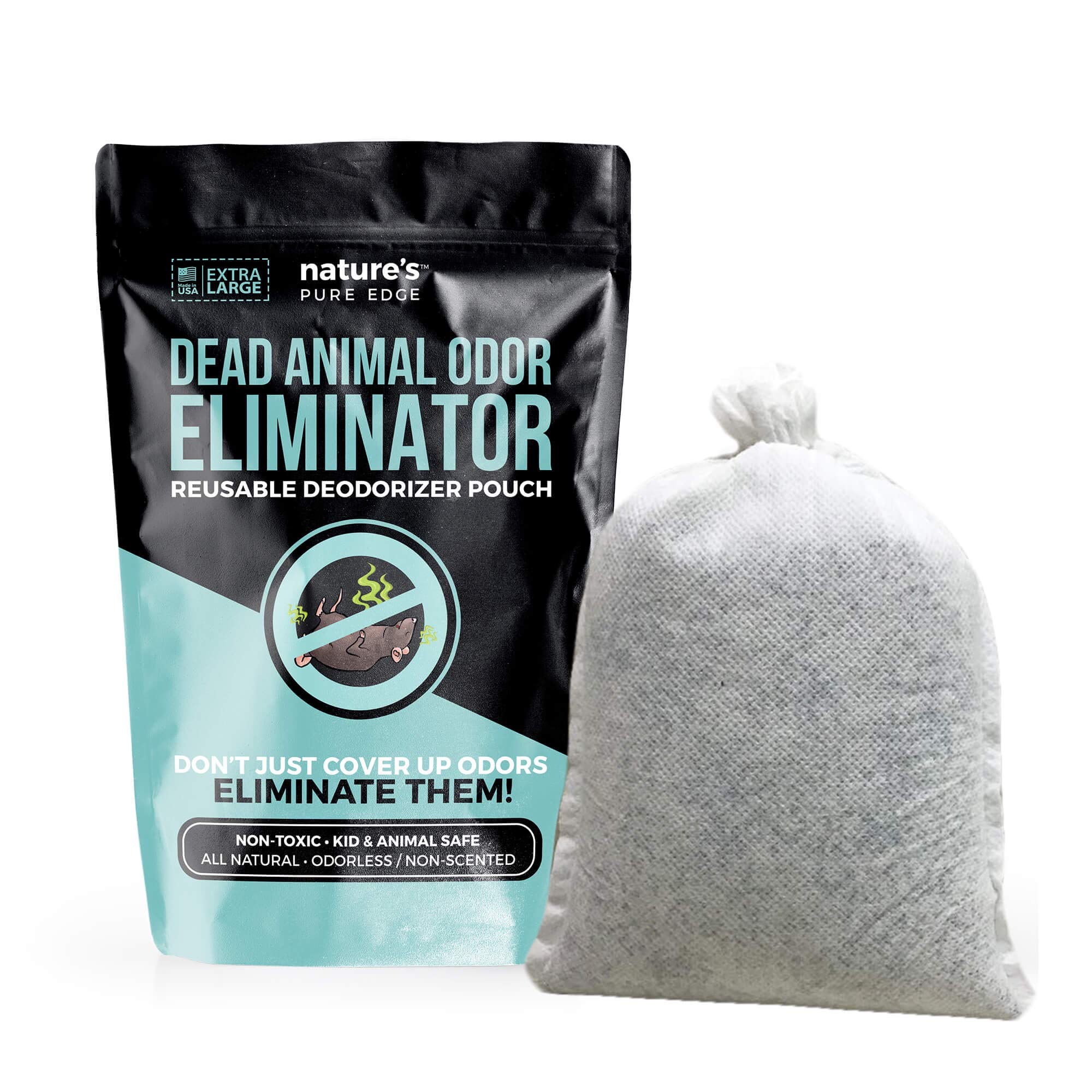 Nature's Pure Edge Dead Animal Odor Pouch in attic absorbs odors effectively