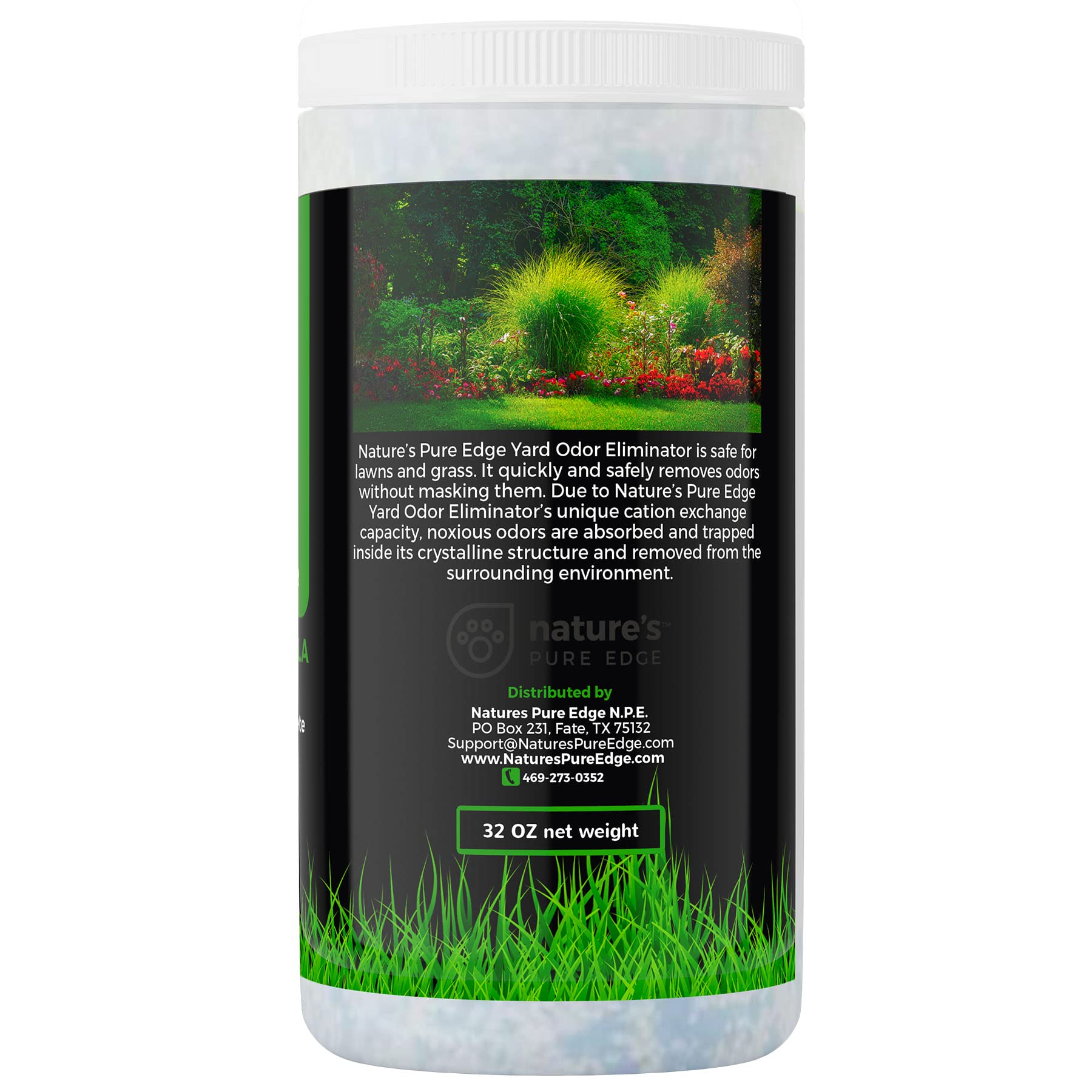 Nature's Pure Edge yard odor eliminator on patio and lawn for fresher spaces