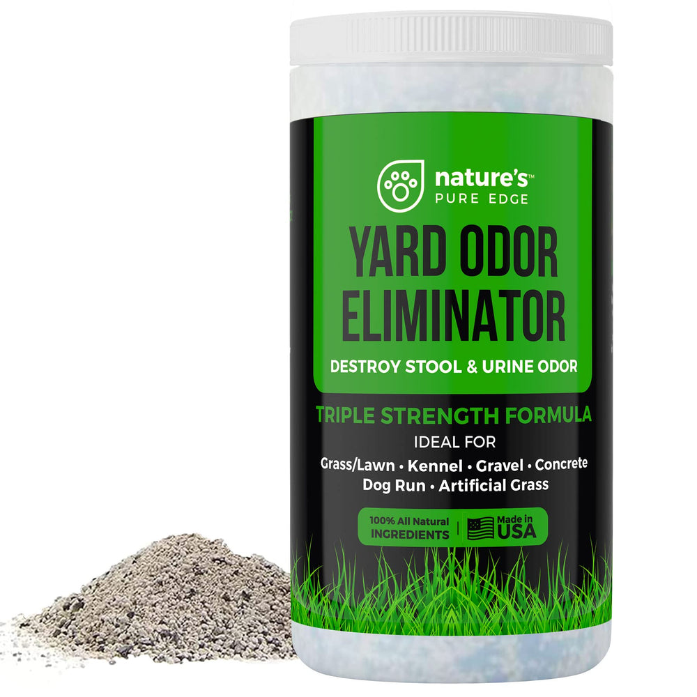 Nature's Pure Edge yard odor eliminator sprinkle application for targeted odor removal