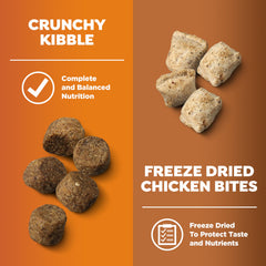 Texture view of chicken bites and crunchy kibble in Nature's Recipe blend.