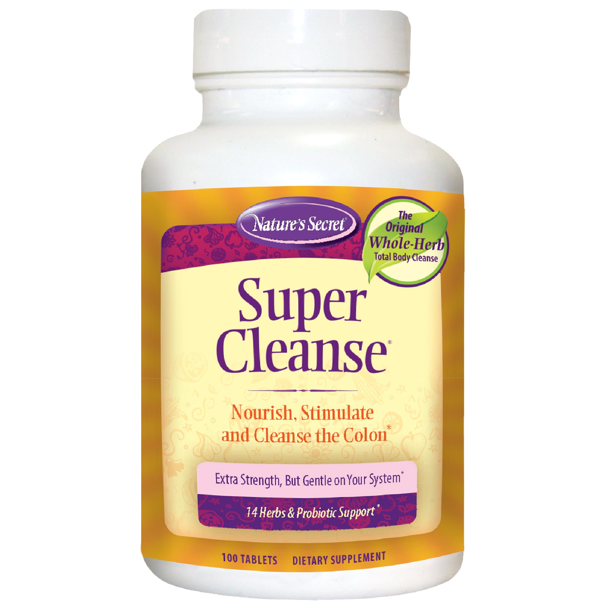 Nature's Secret Super Cleanse bottle front view for daily gut support.