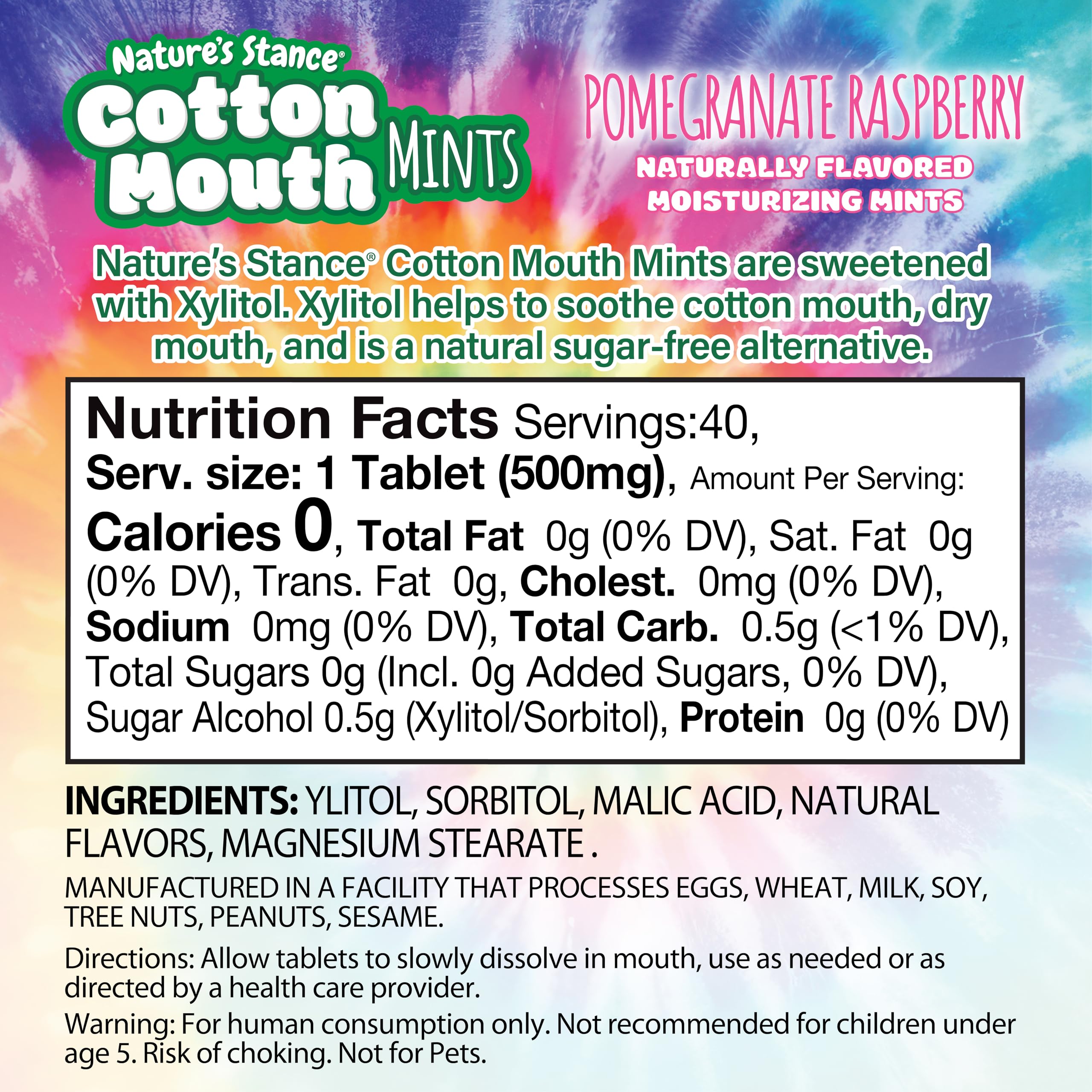 Nature's Stance Xylitol Mints pack back showing label and ingredients