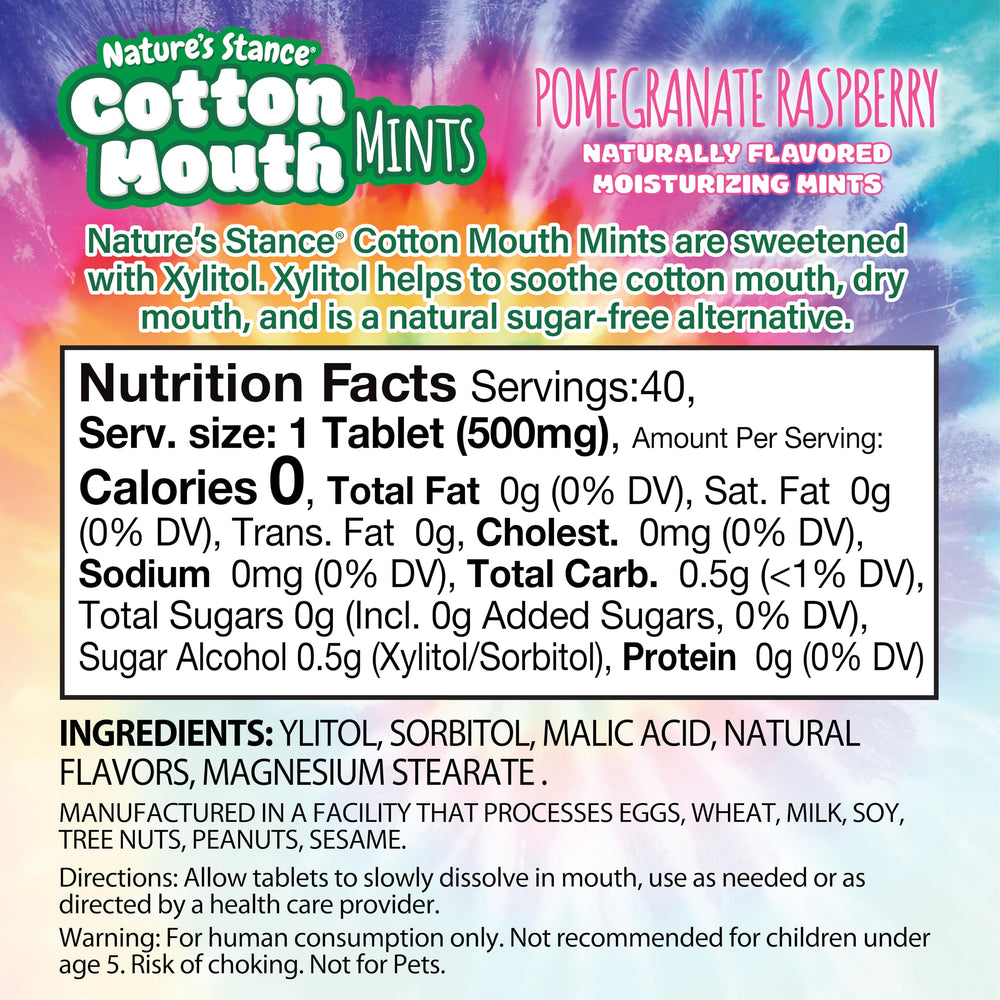 Nature's Stance Xylitol Mints pack back showing label and ingredients