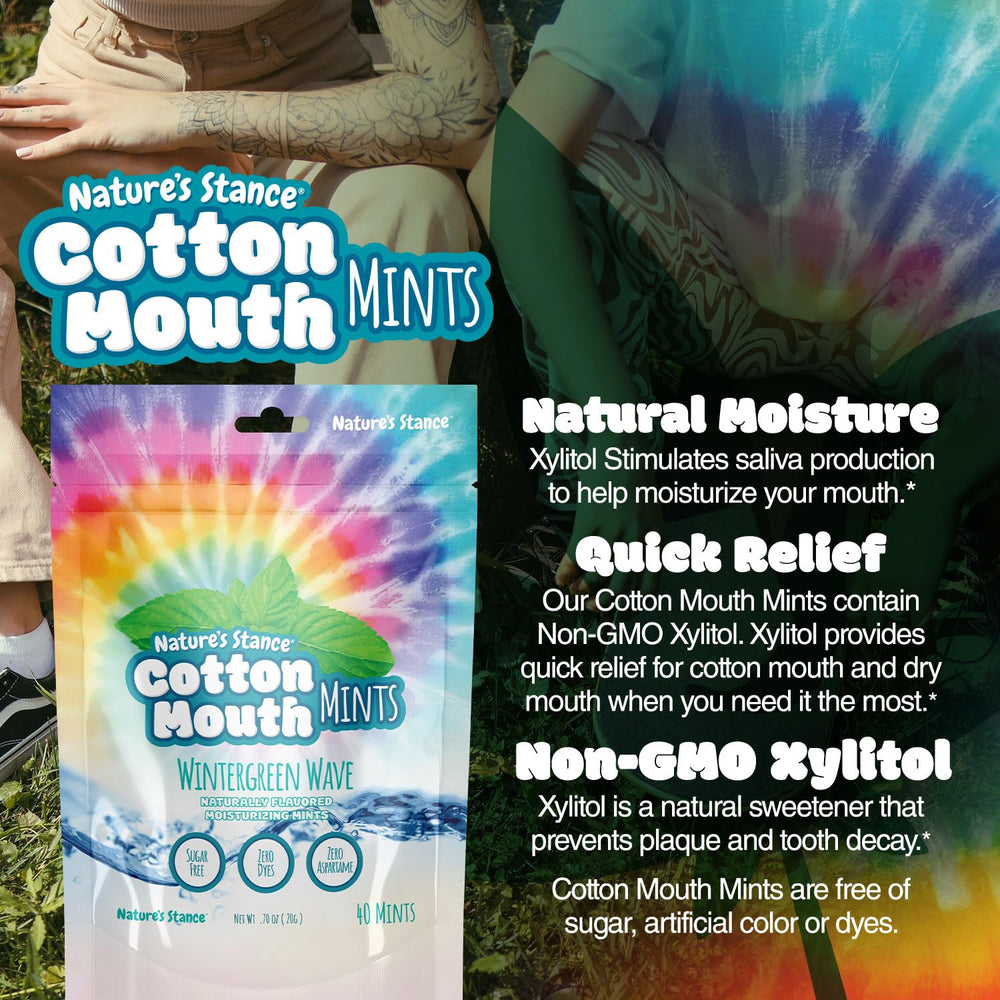 Nature’s Stance Xylitol Mints close-up tablet texture and wintergreen aroma