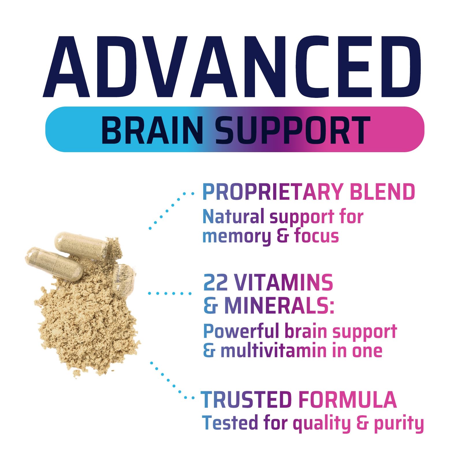 Nature's Strength label closeup on 60 capsules for daily brain health.