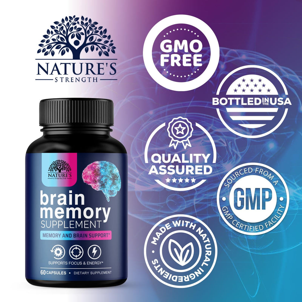 Nature's Strength phosphatidylserine capsules showing multi-nutrient brain health benefit.