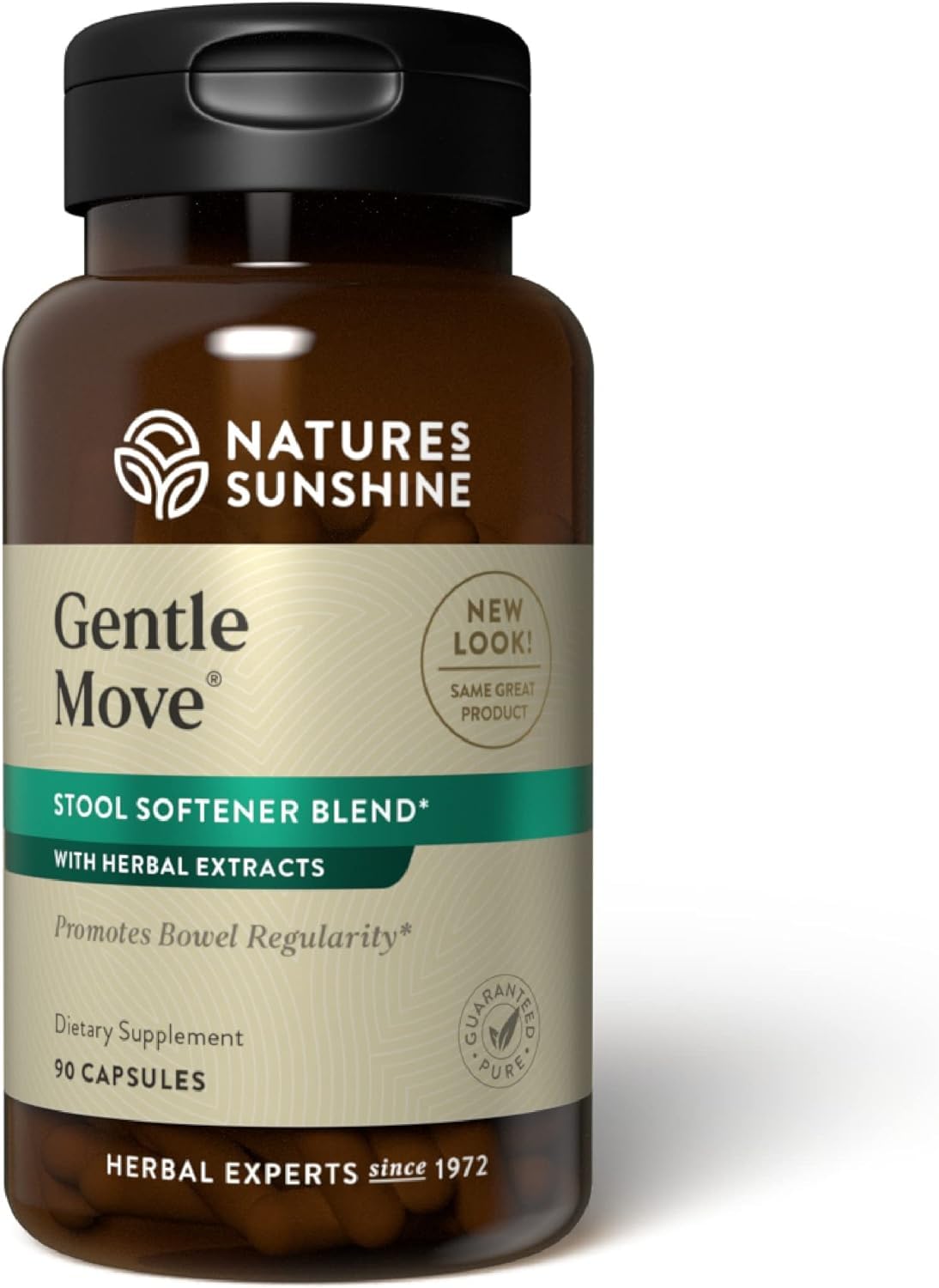 Nature's Sunshine Gentle Move bottle for daily digestive support and gentle stool softening.