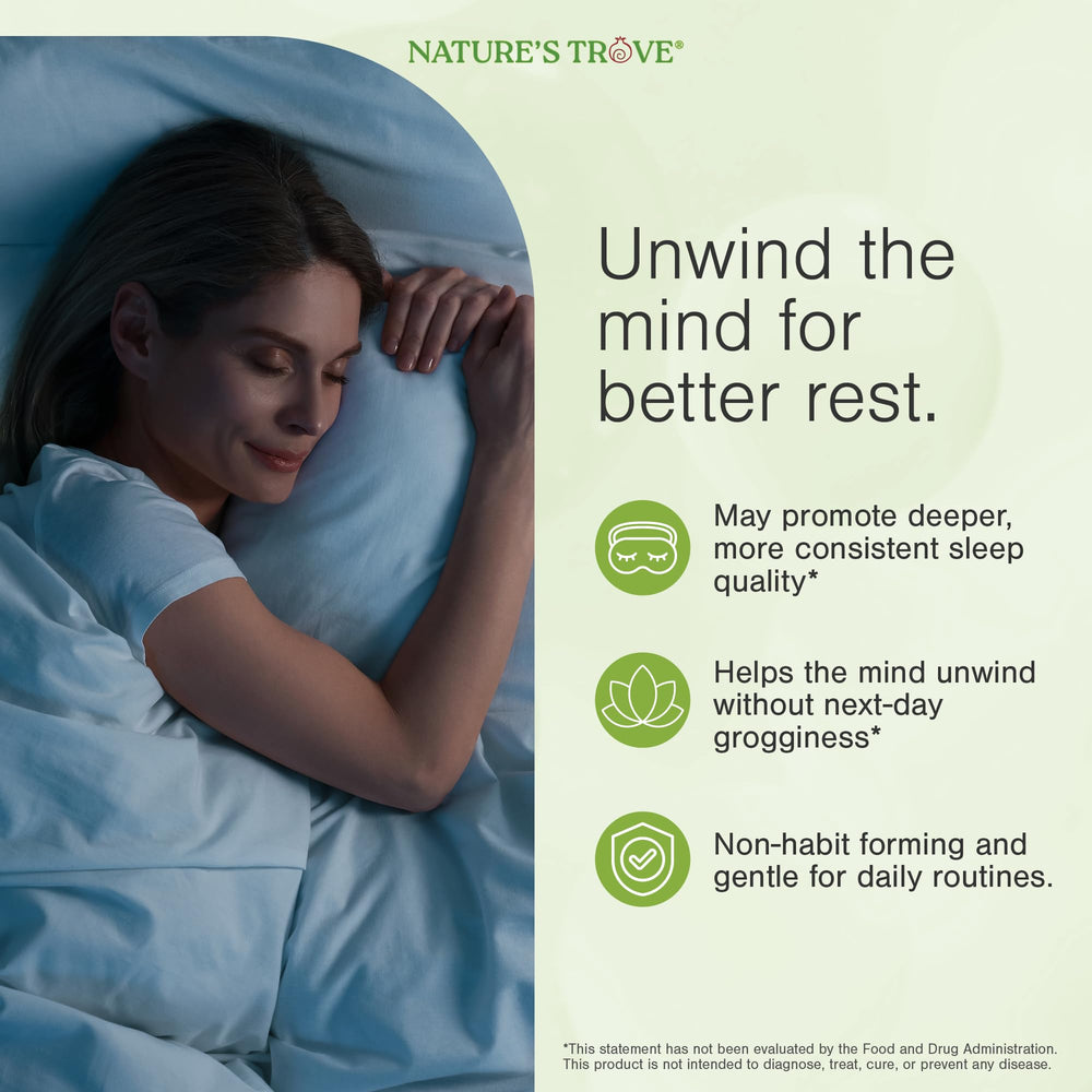 Nature's Trove L-Theanine natural origin from green tea leaves.