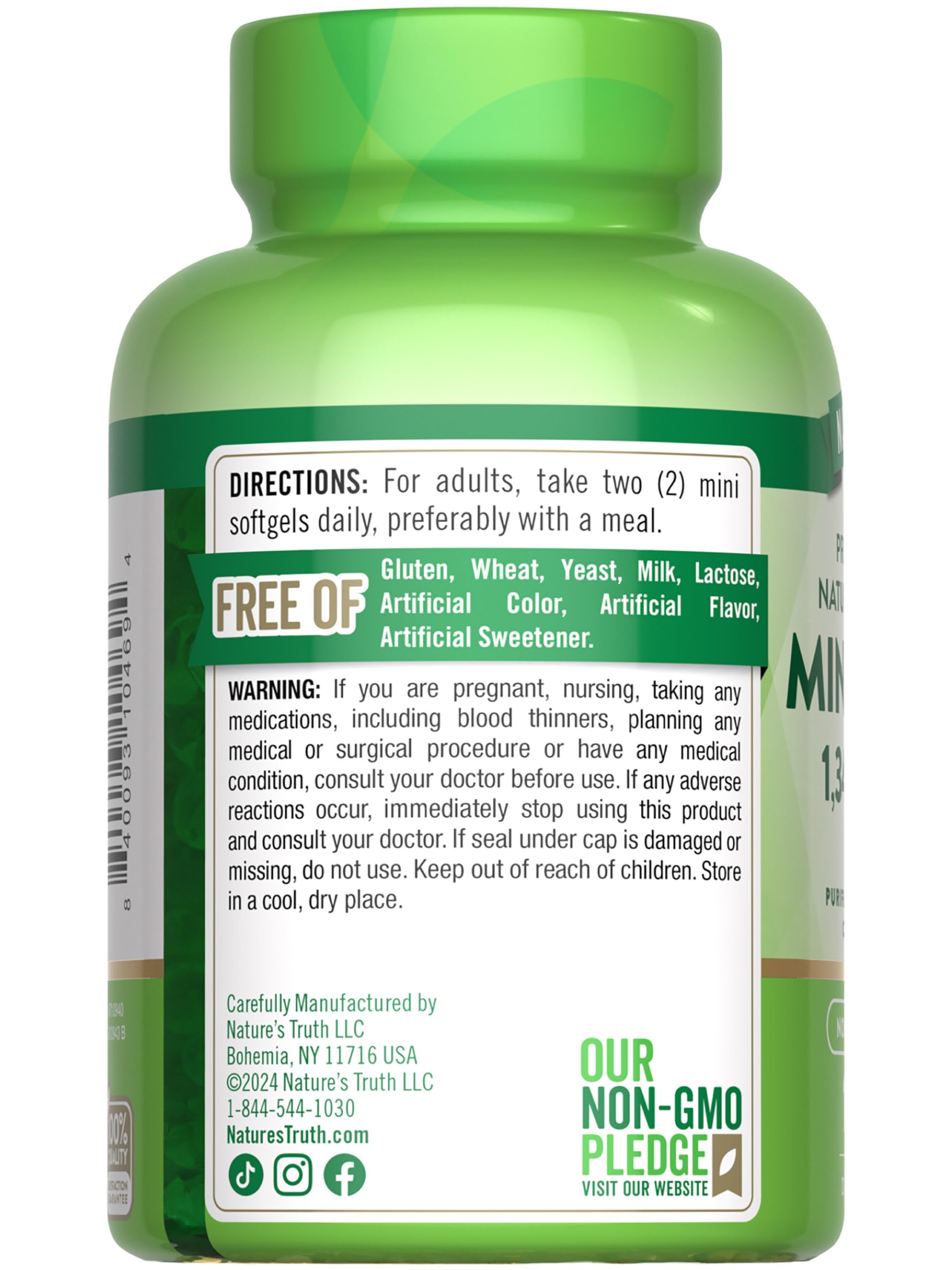 Nature's Truth 100 softgels bottle front view for daily use