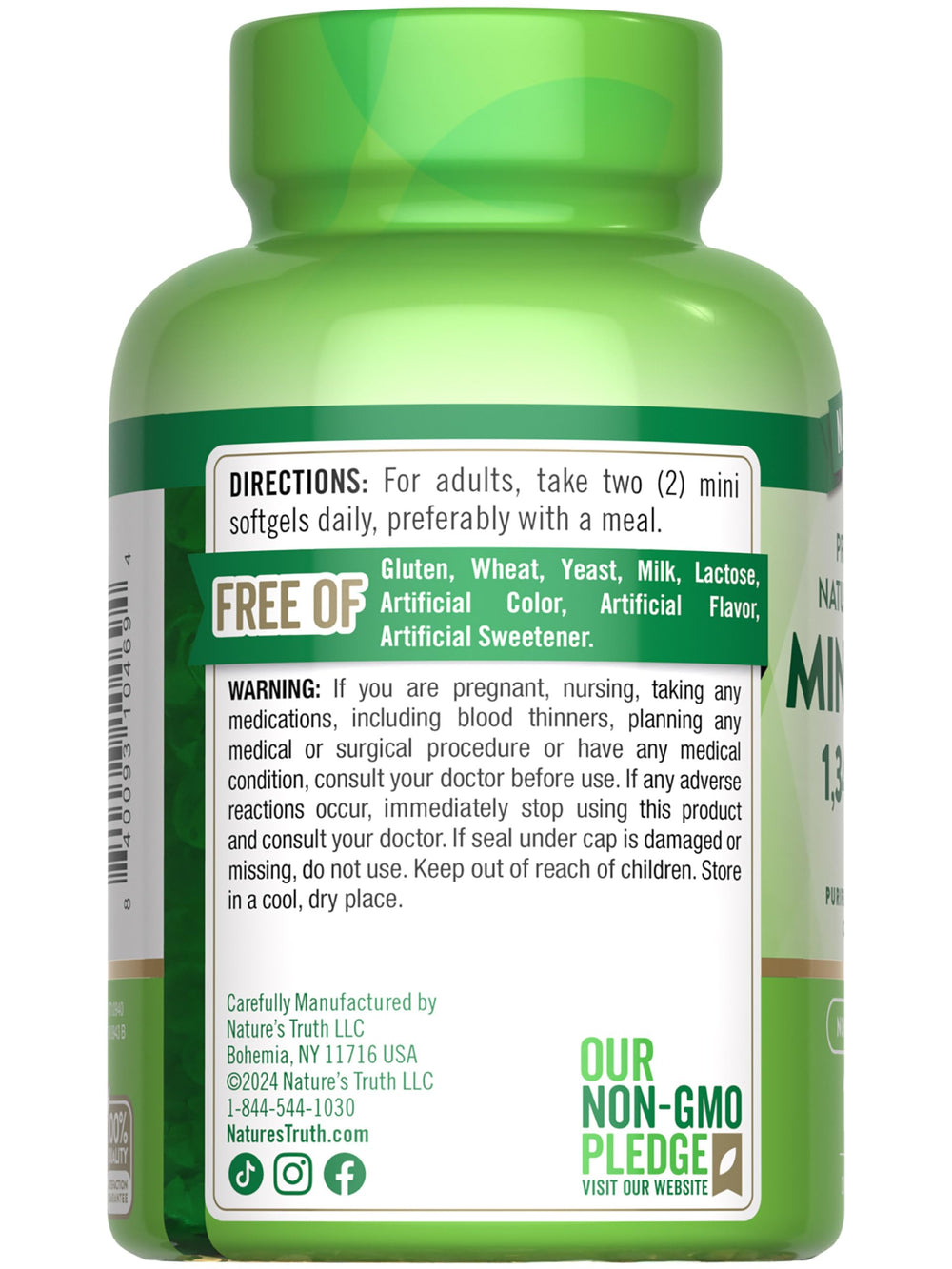 Nature's Truth 100 softgels bottle front view for daily use