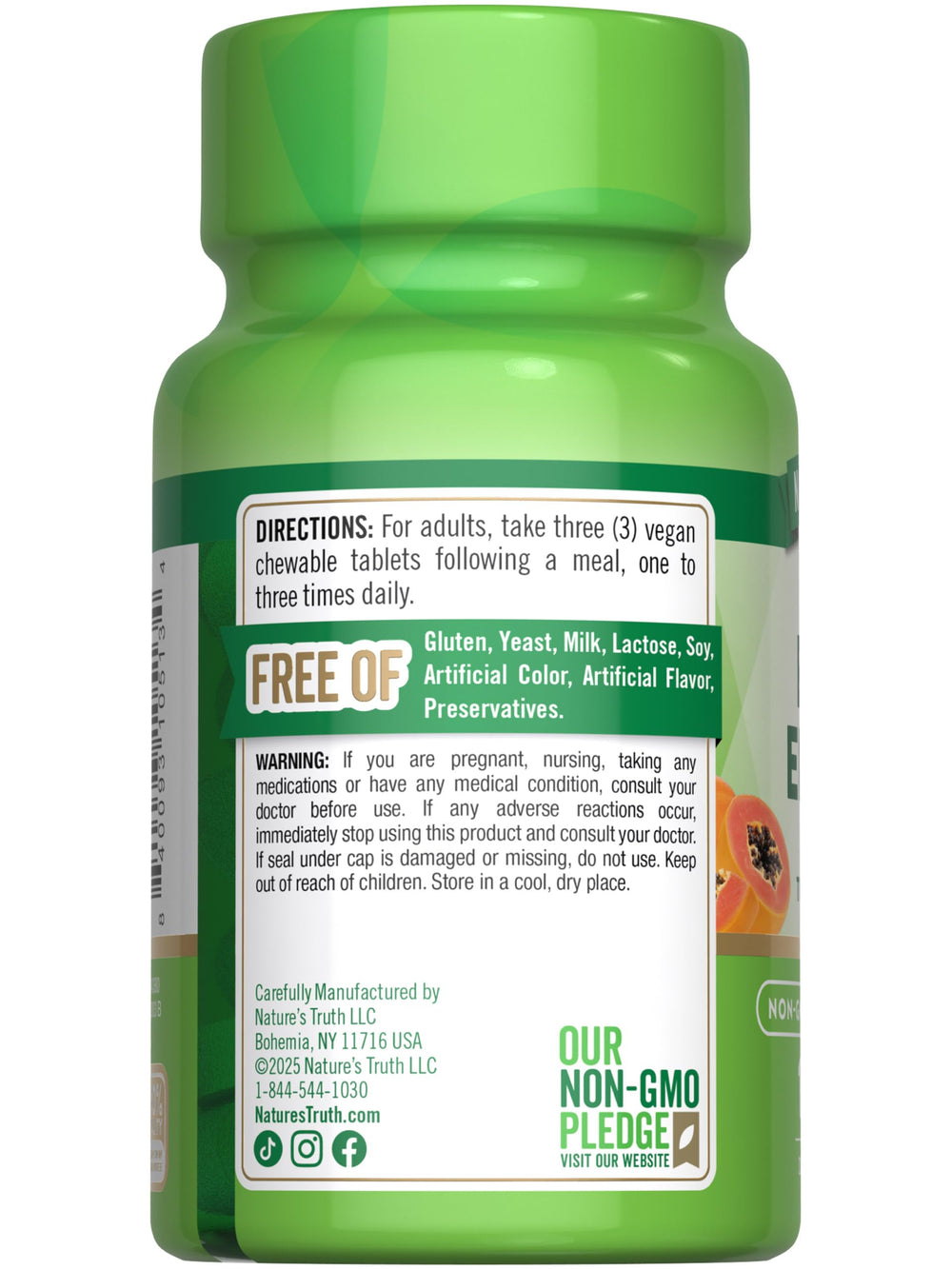 Nature's Truth label highlighting no artificial colors or flavors for cleaner ingredients