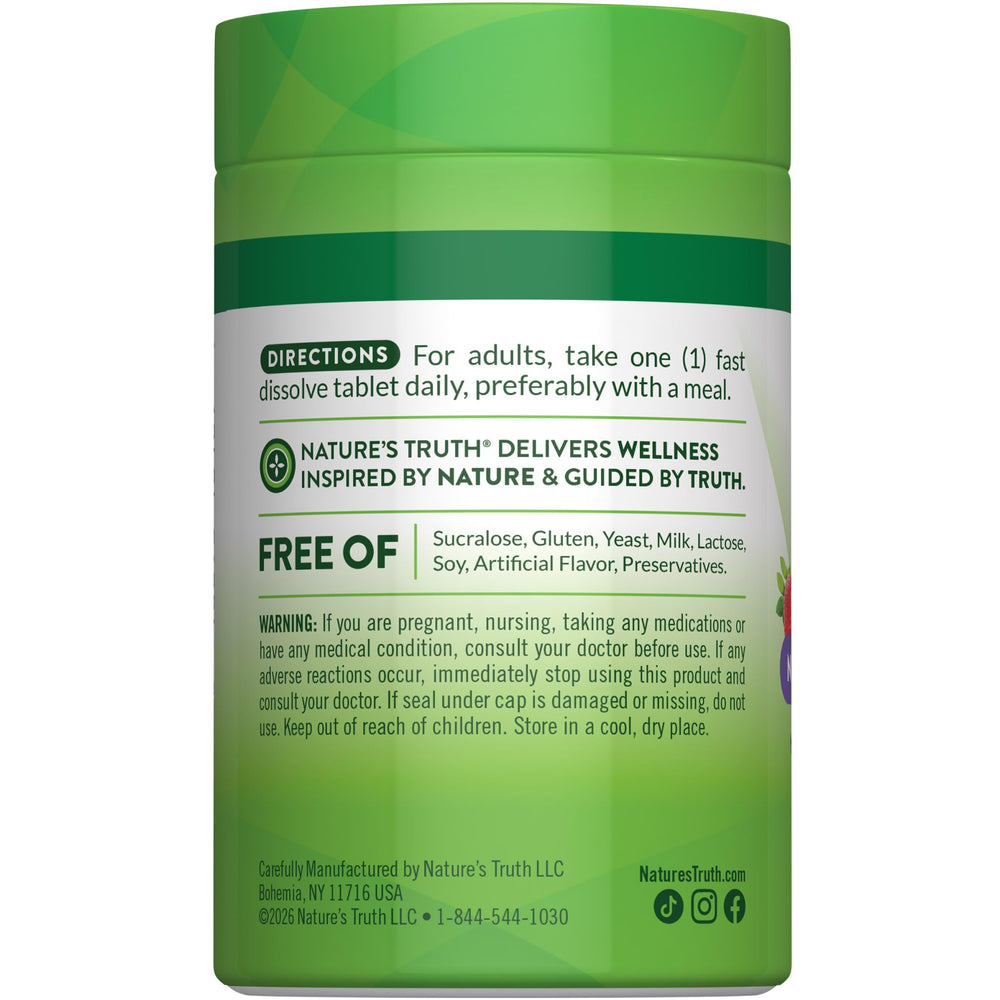 Nature's Truth B12 5000mcg close-up of berry-flavored tablet