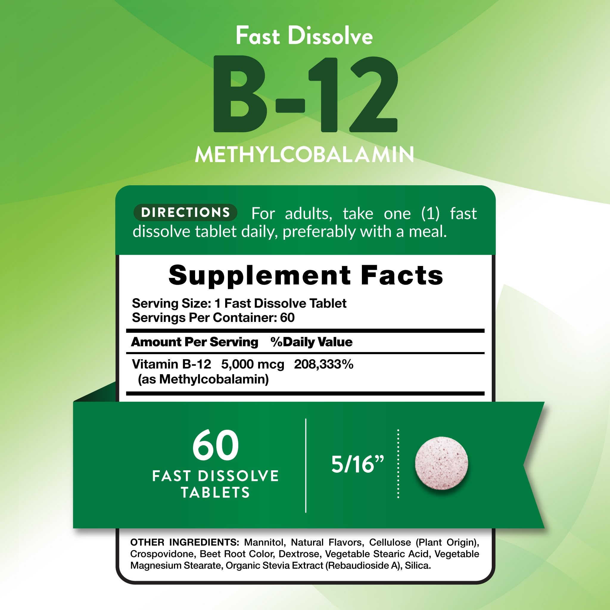 Nature's Truth B12 5000mcg fast-dissolve tablet for easy daily intake