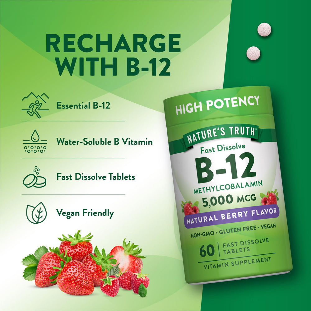 Nature's Truth B12 5000mcg non-GMO tablet with clean ingredients