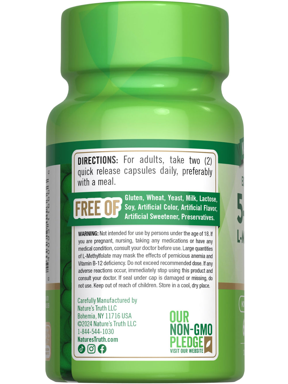Bottle of Nature's Truth L-Methylfolate on store shelf