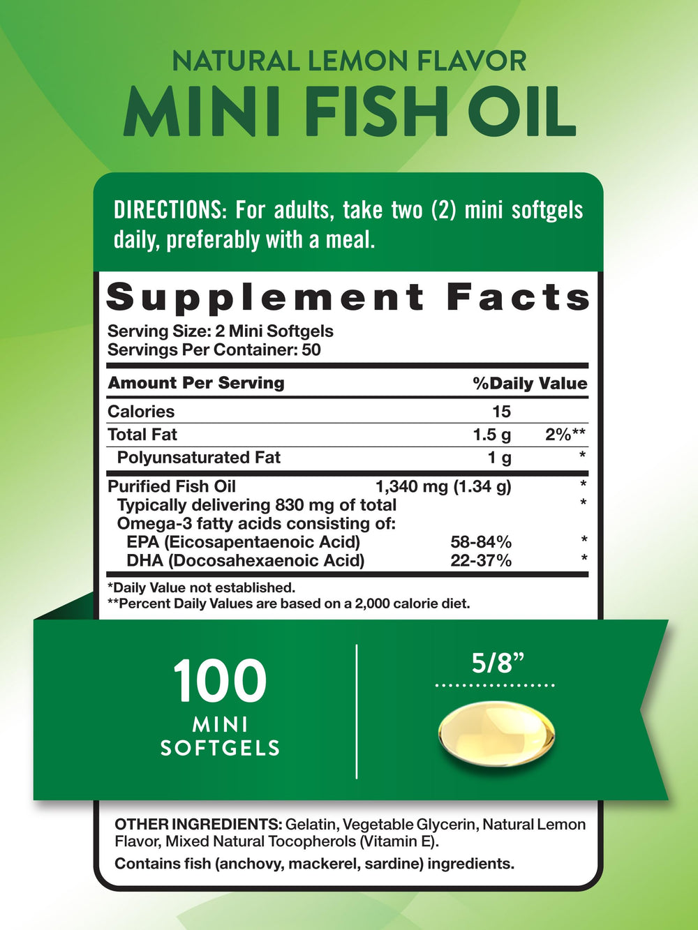 Nature's Truth burpless lemon flavor softgel designed for easy swallowing