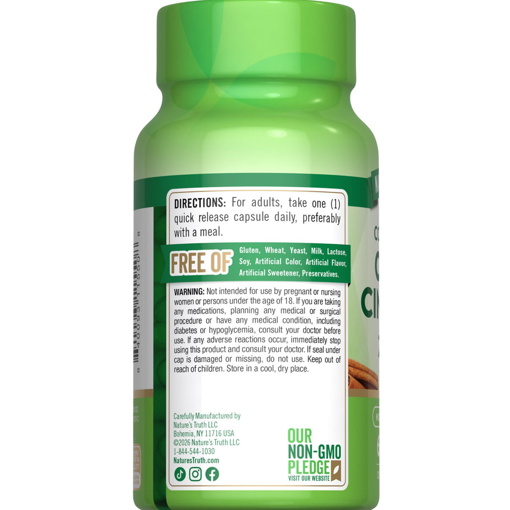 Travel-friendly Nature's Truth Ceylon Cinnamon capsules container for on-the-go use.