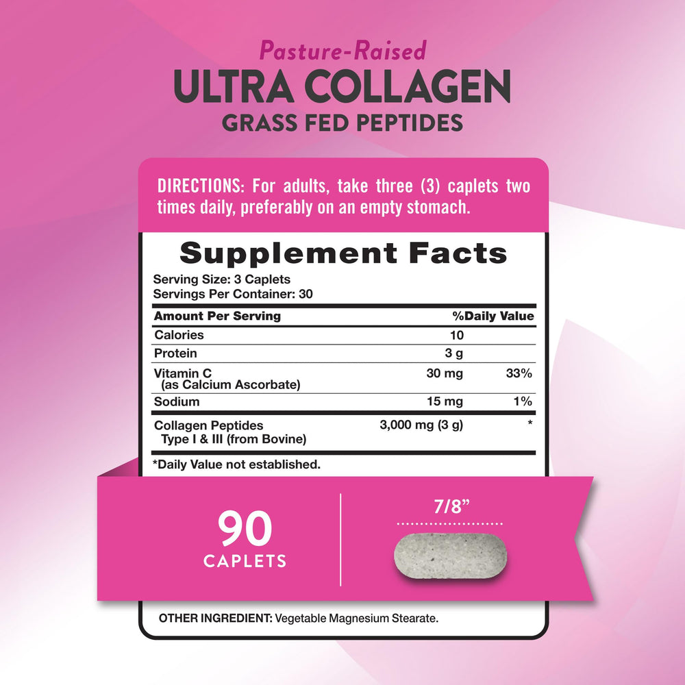 Close-up of Nature's Truth Collagen Peptides caplets for easy daily use