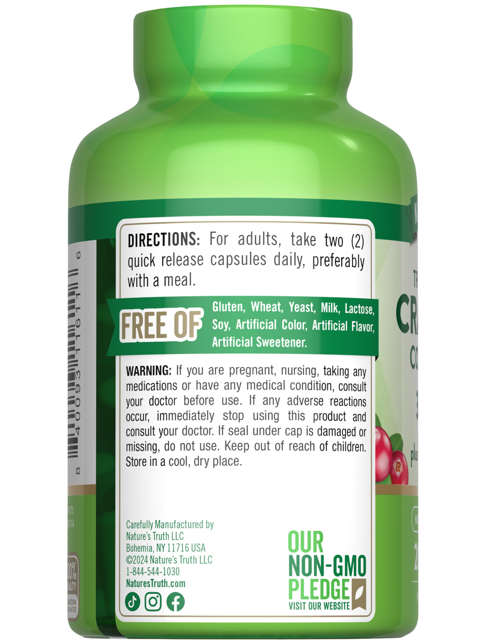 Cranberry concentrate bottle from Nature's Truth on a desk ready for daily use