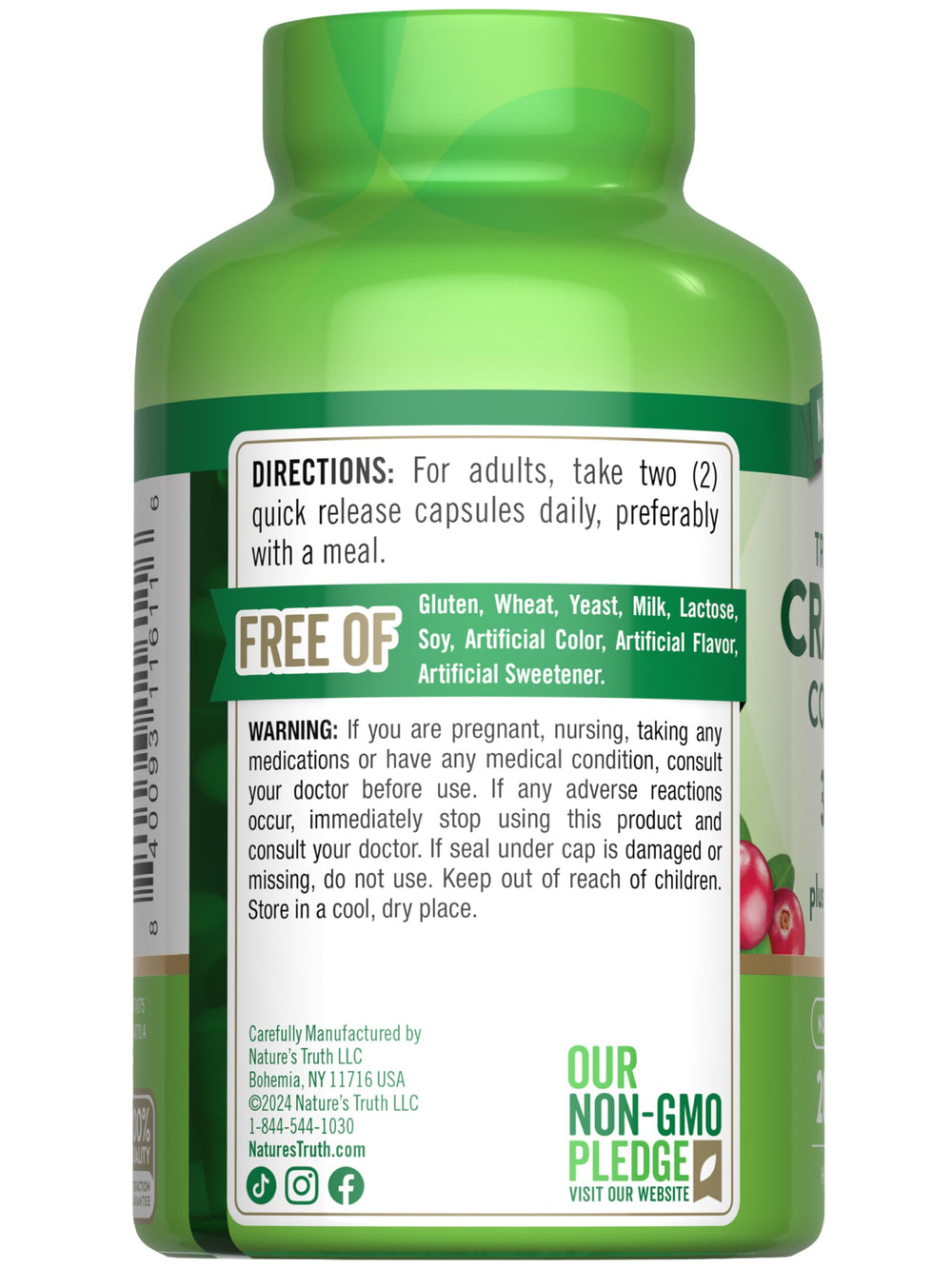 Cranberry concentrate bottle from Nature's Truth on a desk ready for daily use