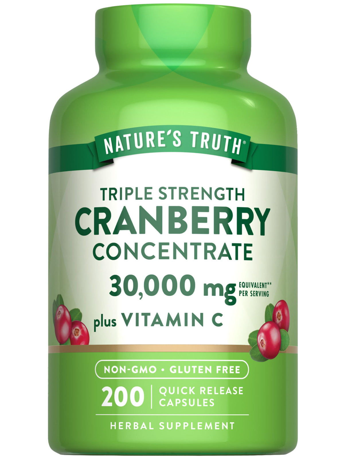 Nature's Truth cranberry concentrate bottle with clear label for everyday wellness