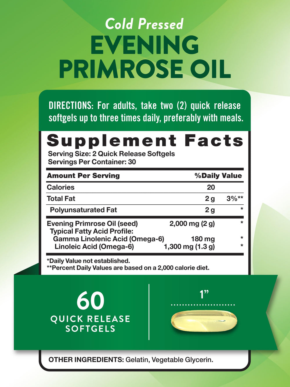 Nature's Truth Evening Primrose Oil softgels close-up shows quick-release capsules for convenient use