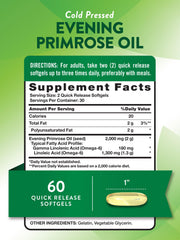Nature's Truth Evening Primrose Oil softgels close-up shows quick-release capsules for convenient use