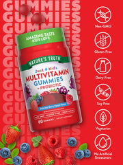 Nature's Truth Kids Multivitamin Gummies probiotic blend ingredients for daily support.