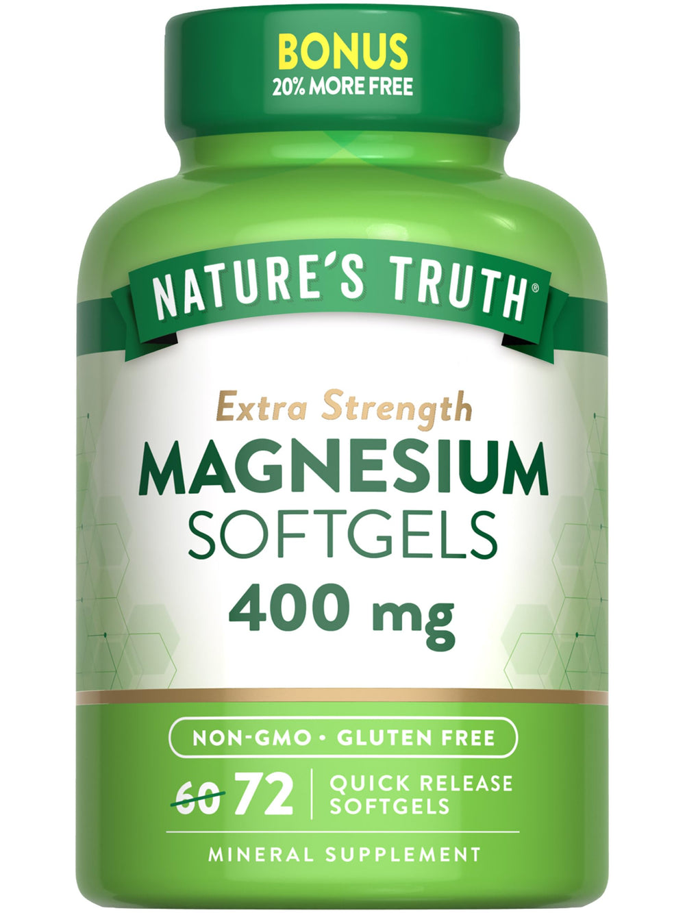 Nature's Truth Magnesium 400 mg softgels bottle for everyday mineral support.