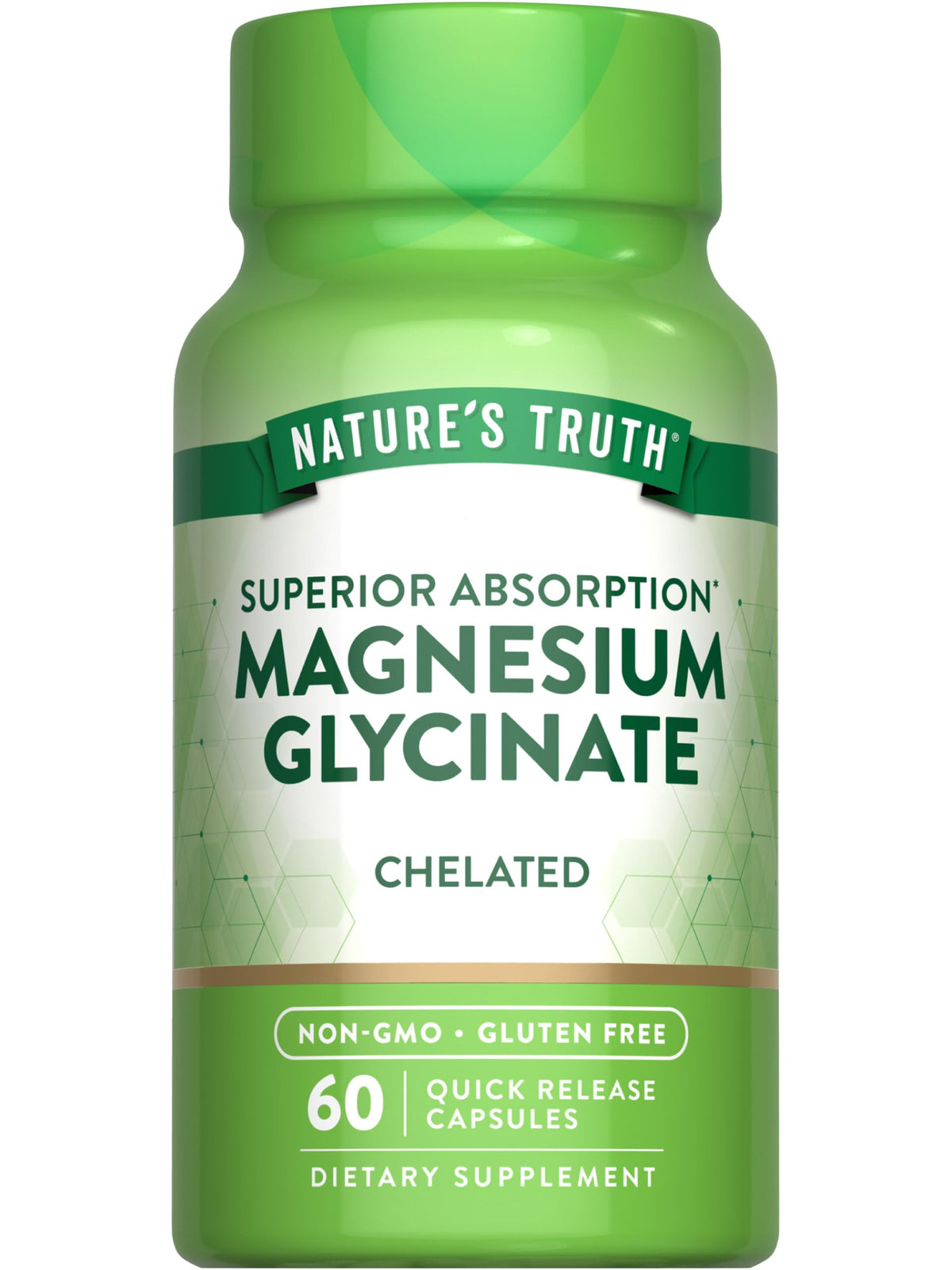 Nature's Truth Magnesium Glycinate capsules 200 mg bottle display for high absorption
