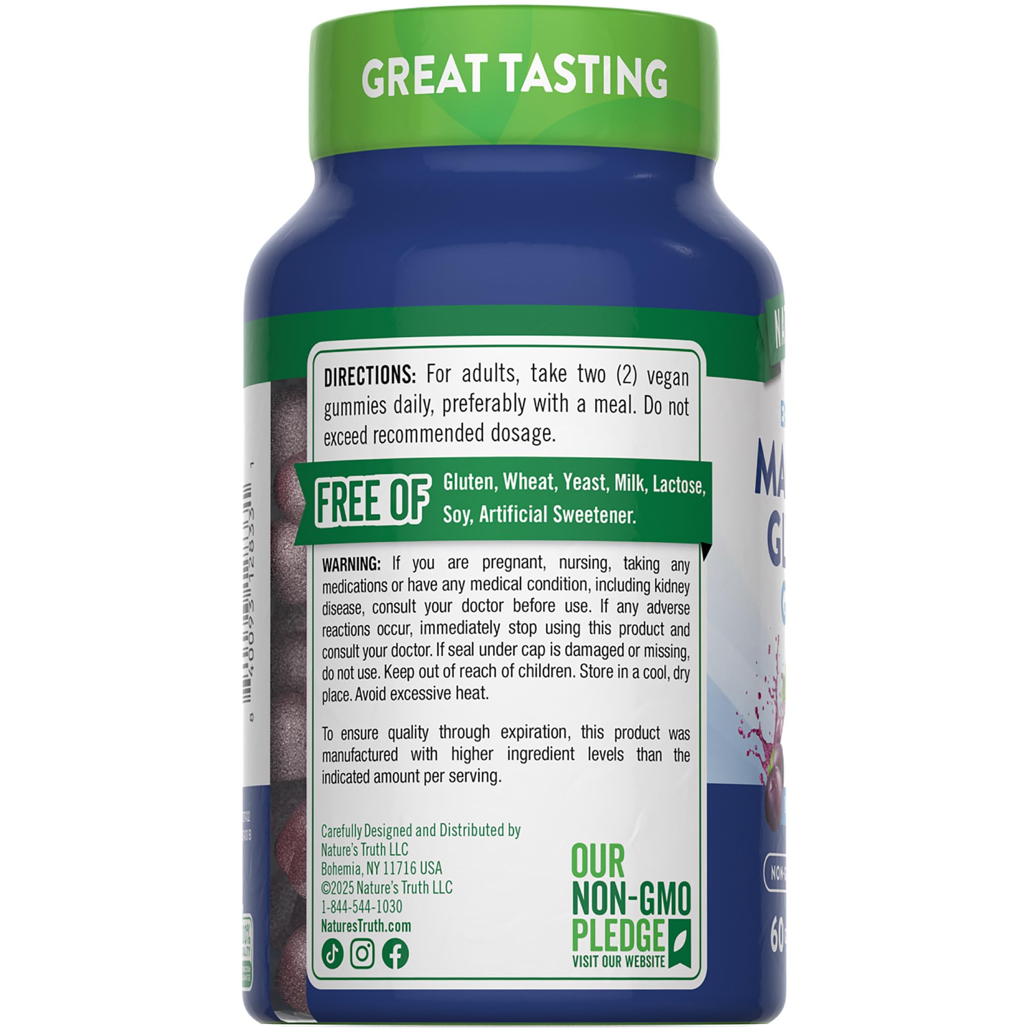 Nature's Truth Magnesium Glycinate Gummies on a spoon suggesting convenient on-the-go snacking.