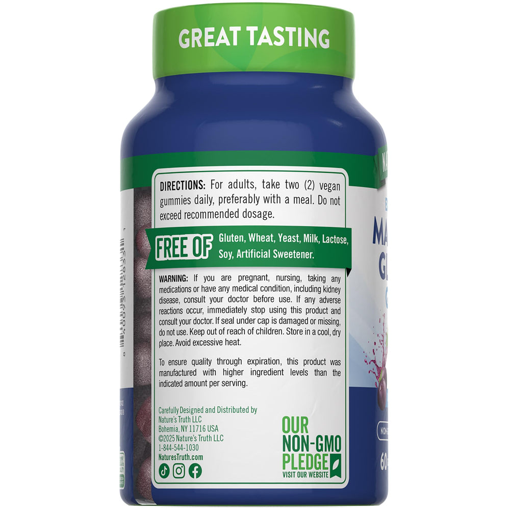 Nature's Truth Magnesium Glycinate Gummies on a spoon suggesting convenient on-the-go snacking.
