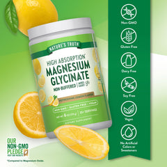 Nature's Truth magnesium glycinate powder lemon-dissolved in glass for easy hydration