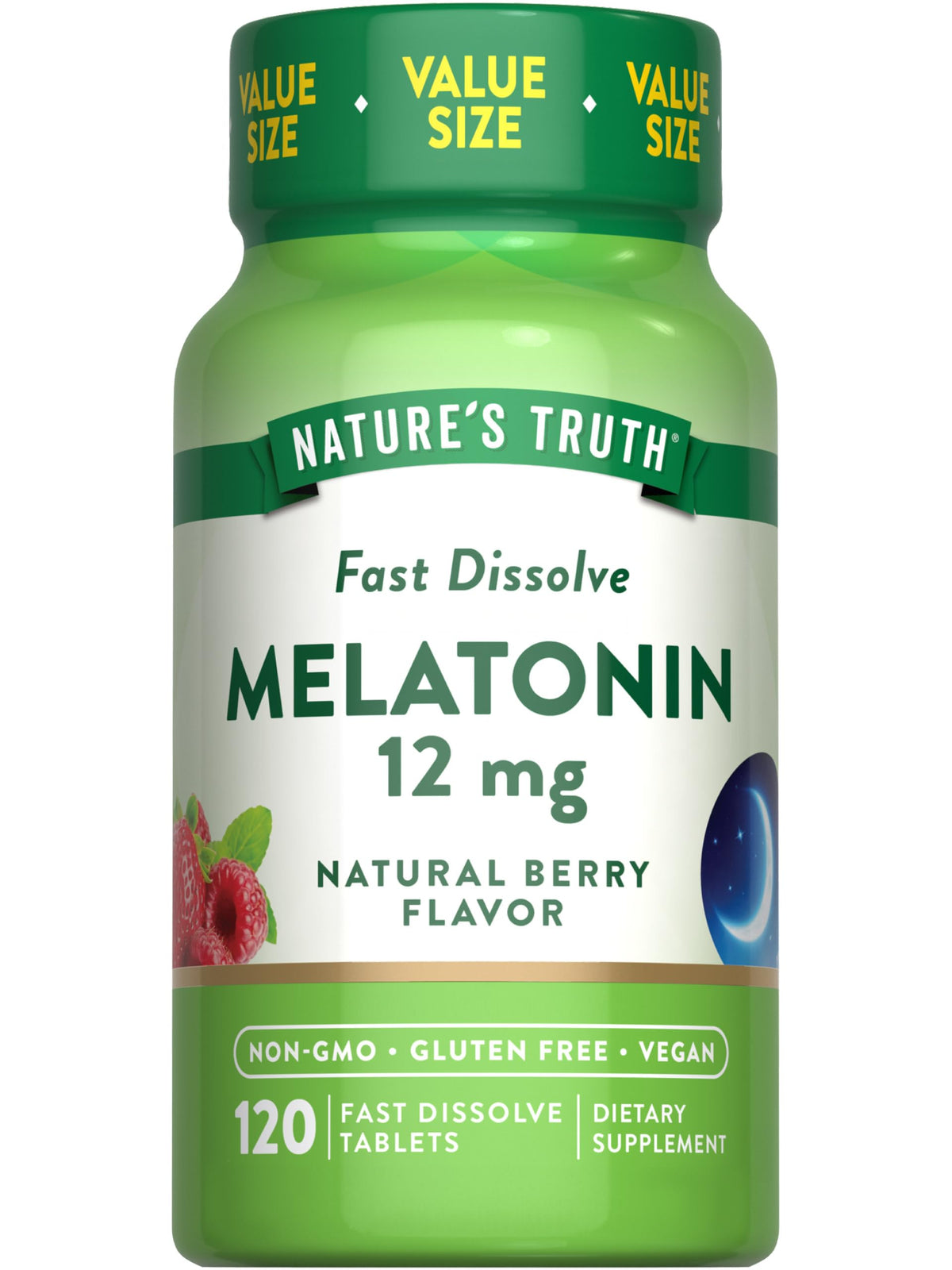 Nature's Truth melatonin 12mg tablets on a blister pack for easy nightly use