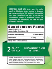Nature's Truth Melatonin Liquid bottle being poured with berry flavor.