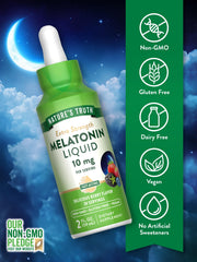 Nature's Truth Melatonin Liquid label view highlighting ingredients and quality.