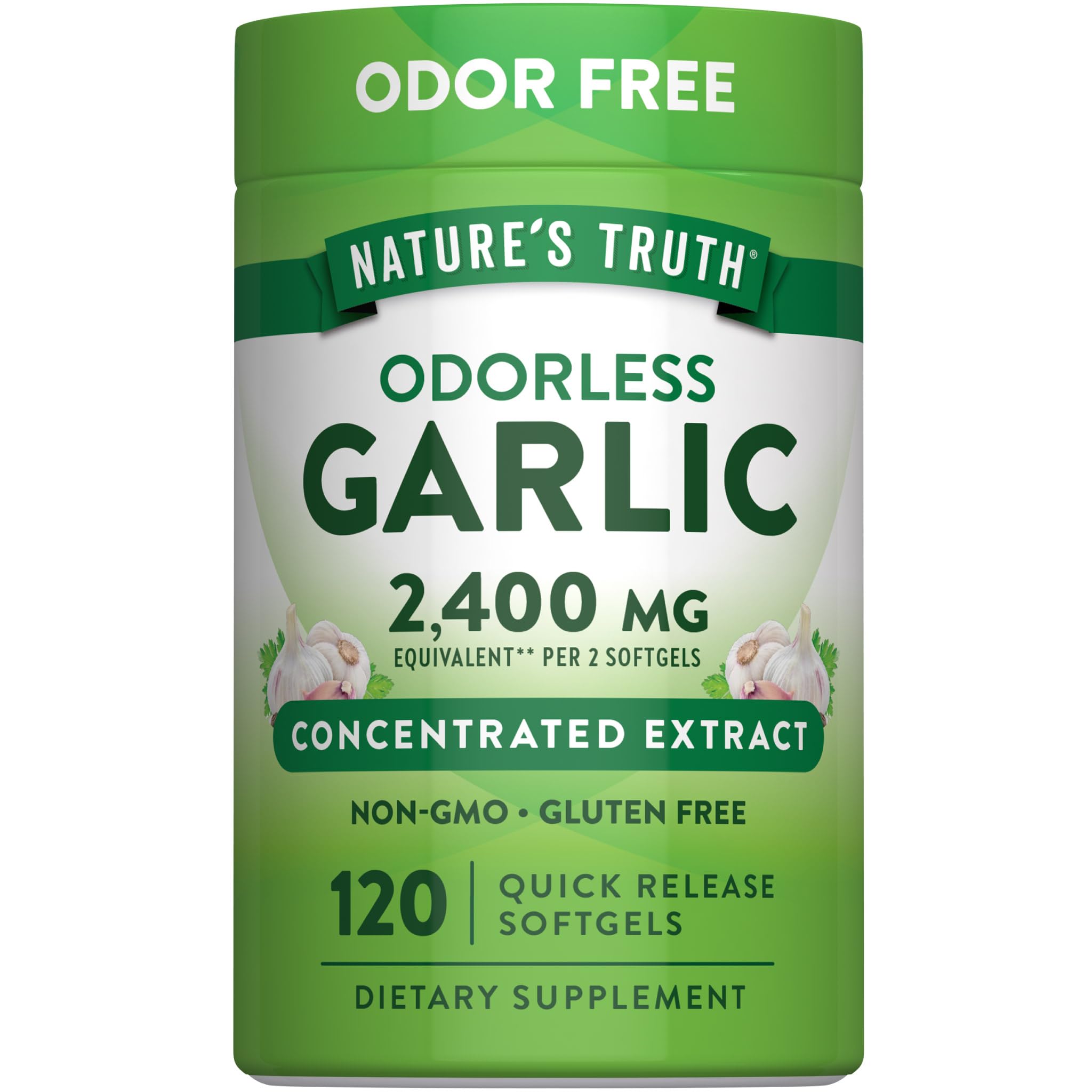 Nature's Truth Odorless Garlic softgels bottle for convenient daily use