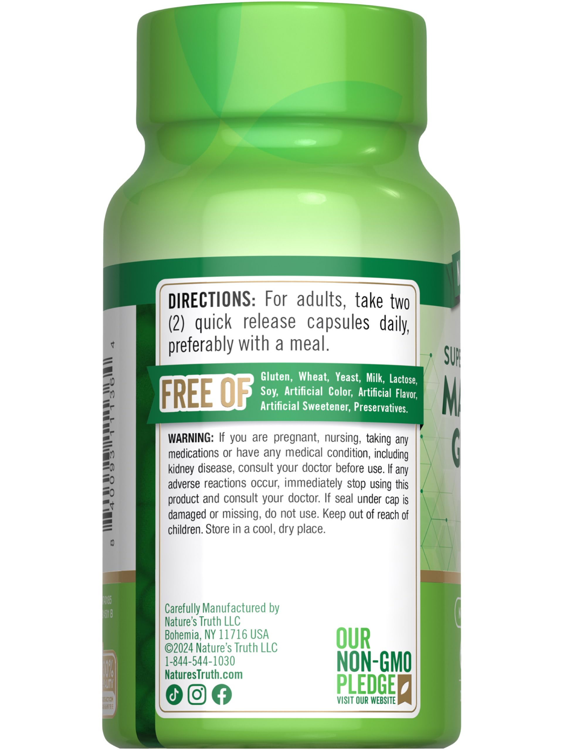Nature's Truth packaging front view of 60-count bottle
