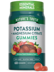 Nature's Truth potassium magnesium citrate gummies with peach-strawberry flavor for daily mineral support