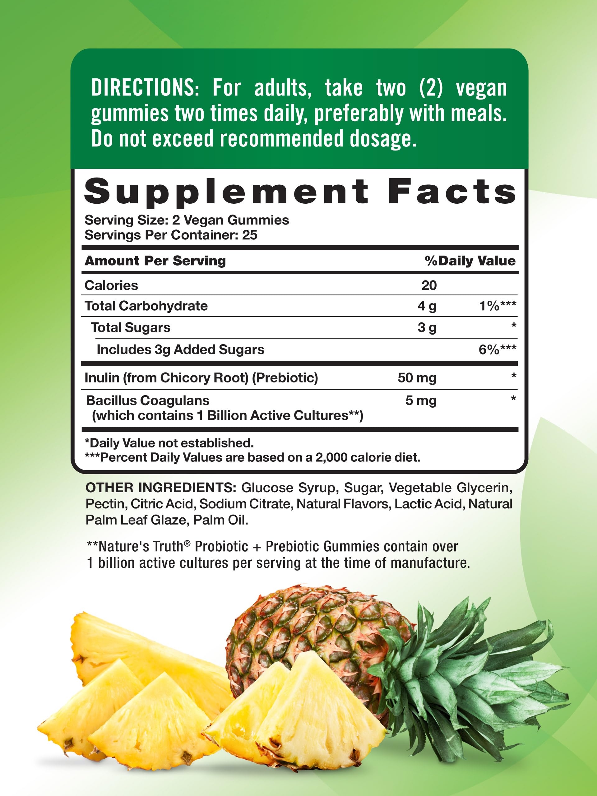 Nature's Truth probiotic gummies pour shows easy daily dosing.