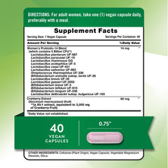 Nature's Truth Probiotics for Women capsules closeup showing vegan and gluten-free formula.