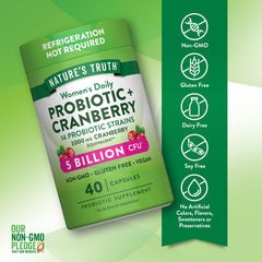 Nature's Truth Probiotics for Women with cranberry extract visual.