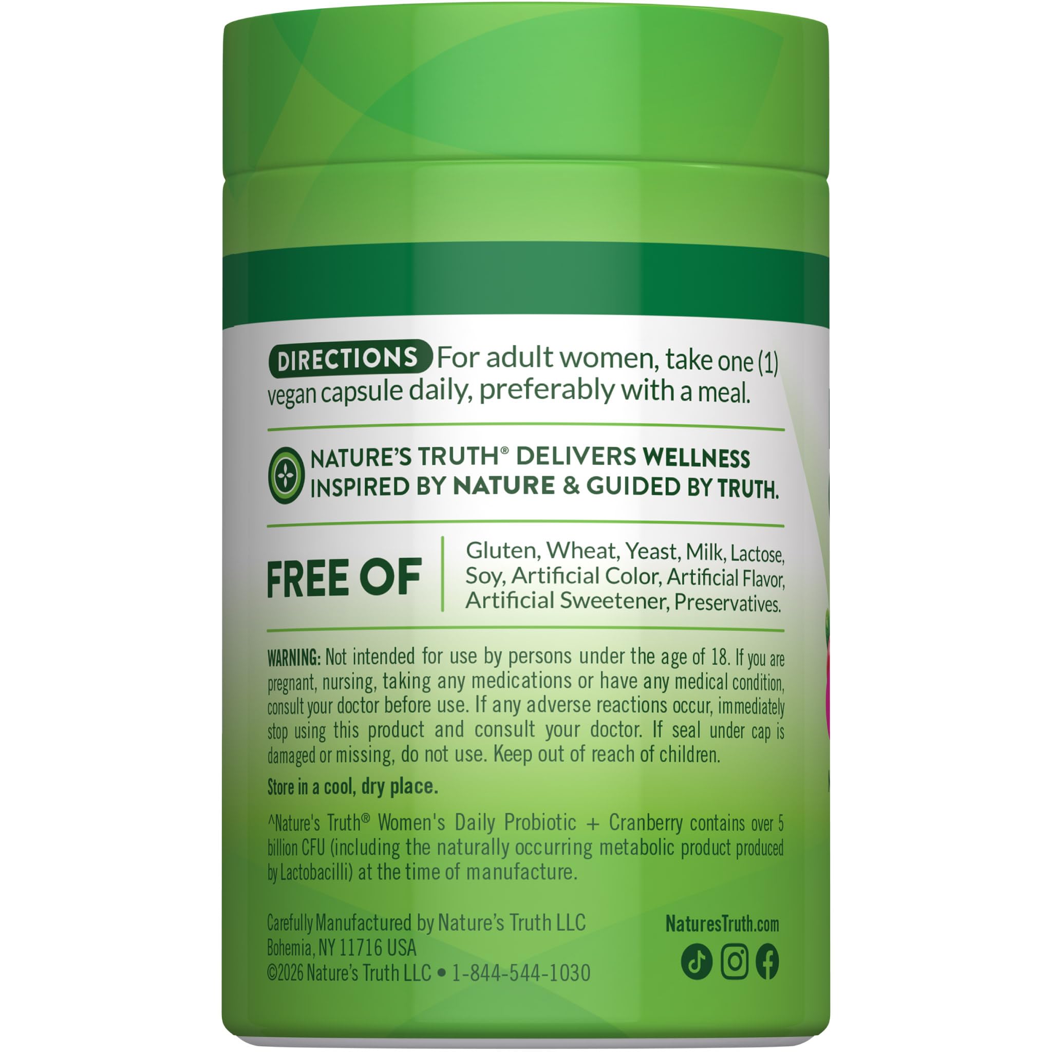 Nature's Truth Probiotics for Women bottle for easy daily use.