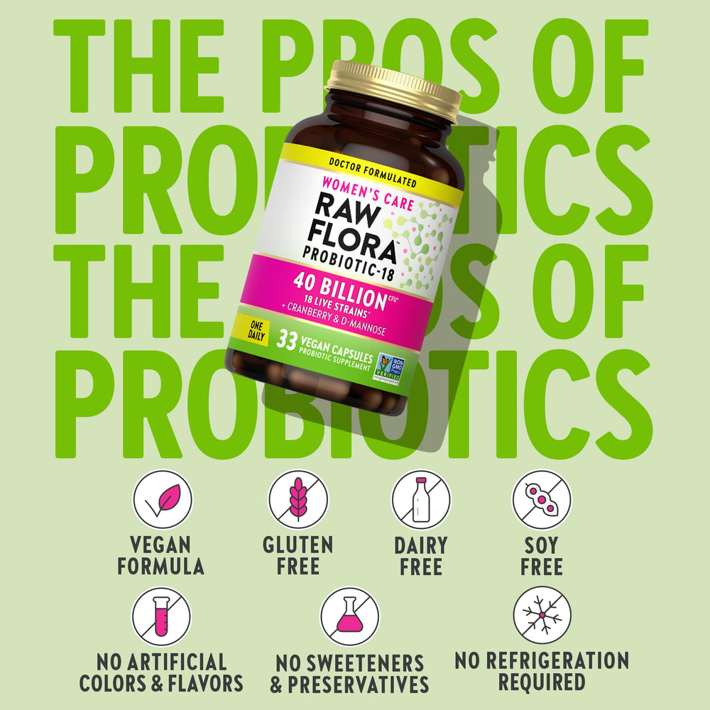 Strains chart showing 18 probiotic strains in Raw Flora