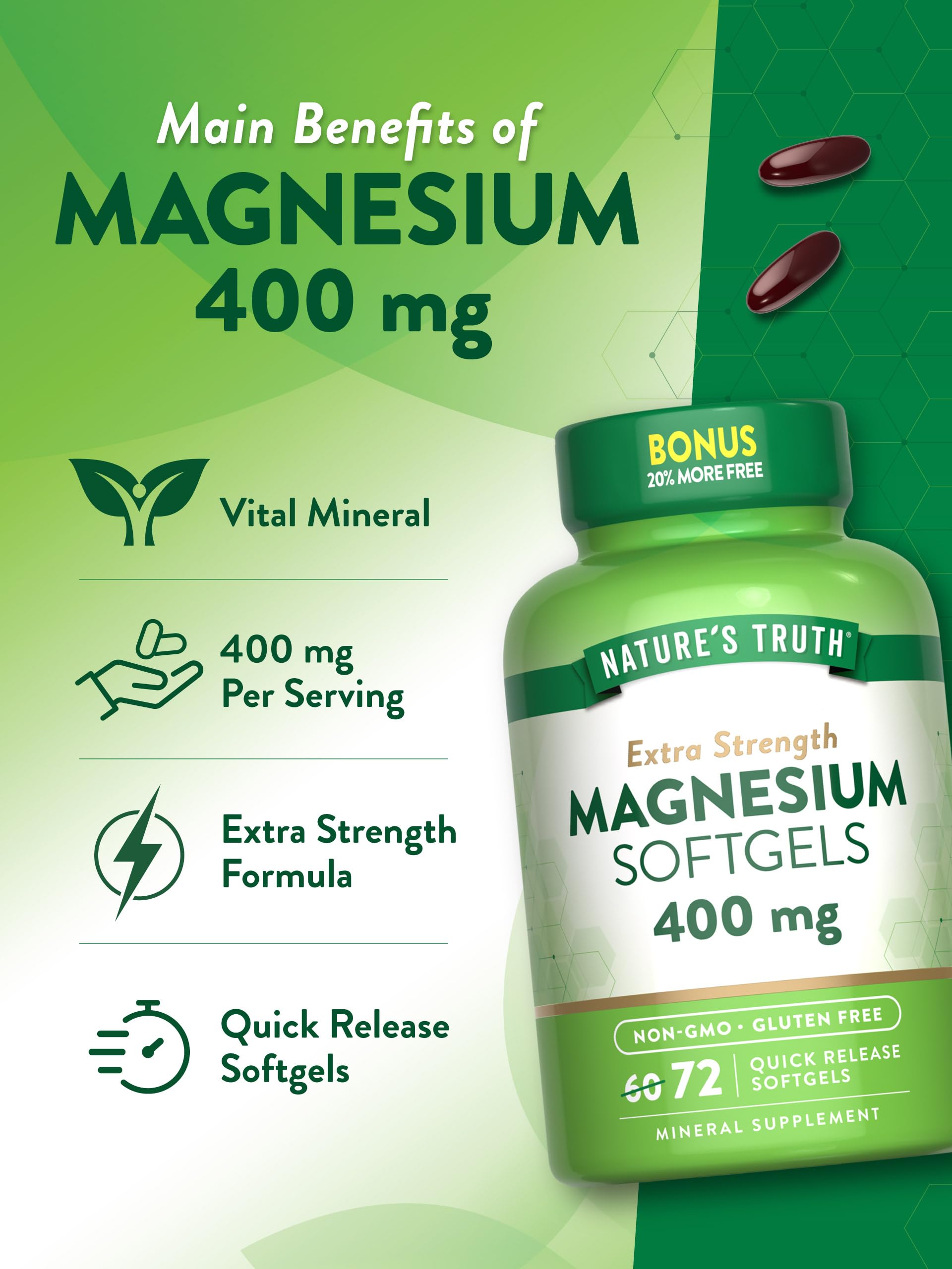 Softgels pouring from the Nature's Truth bottle for easy daily intake.