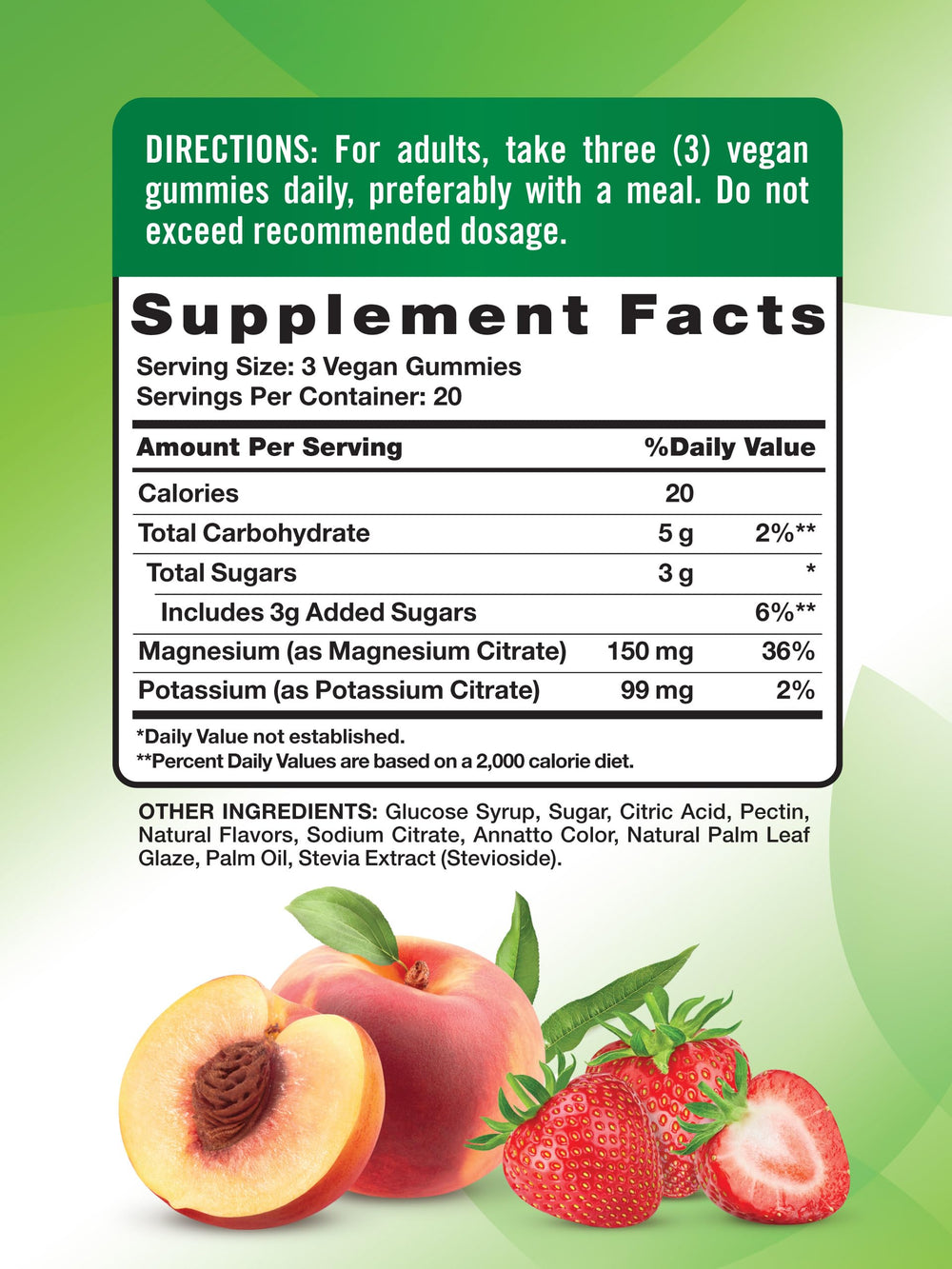 Nature's Truth vegan gummies label shown, plant-based minerals