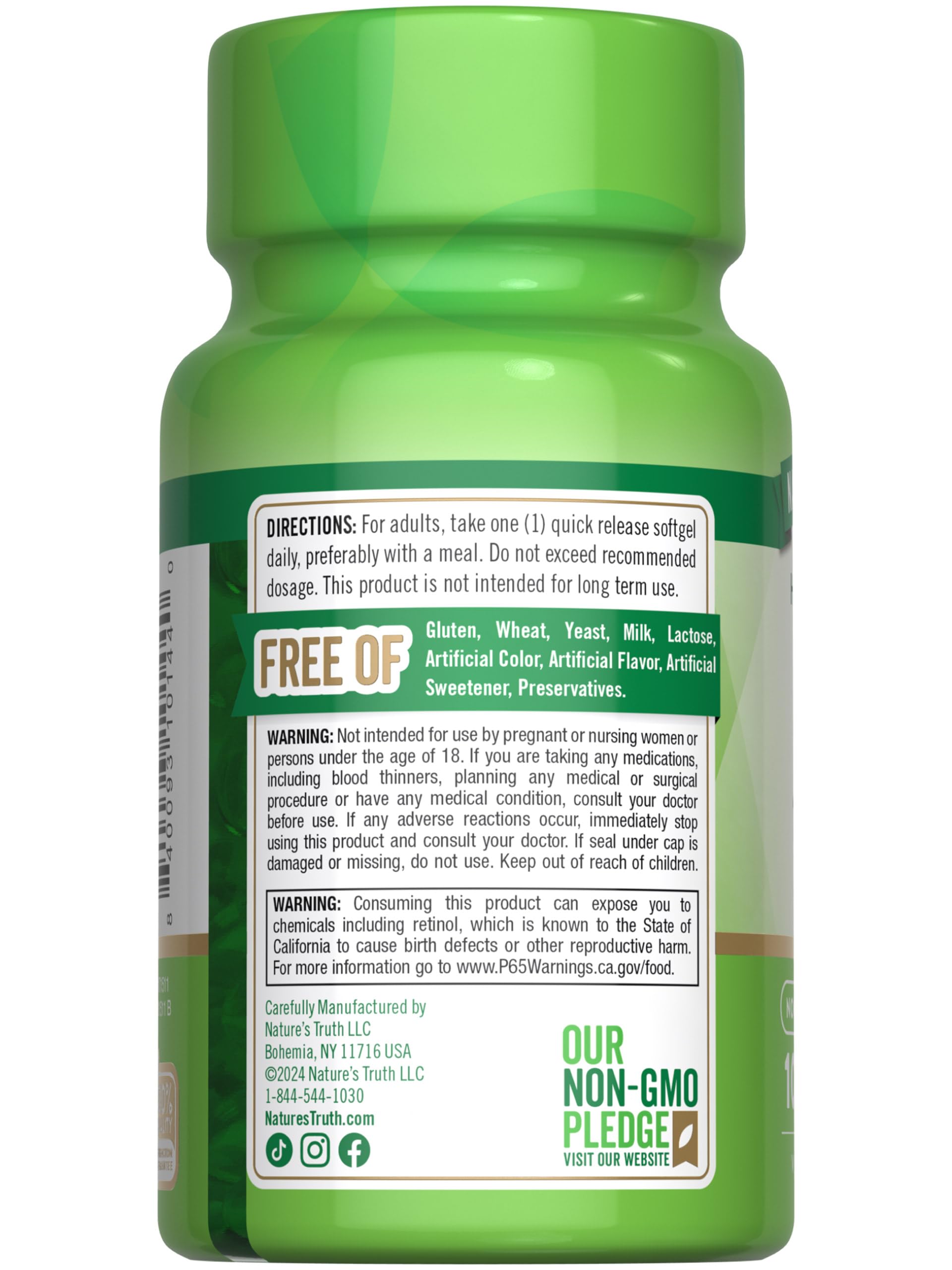 Nature's Truth Vitamin A softgels arranged neatly