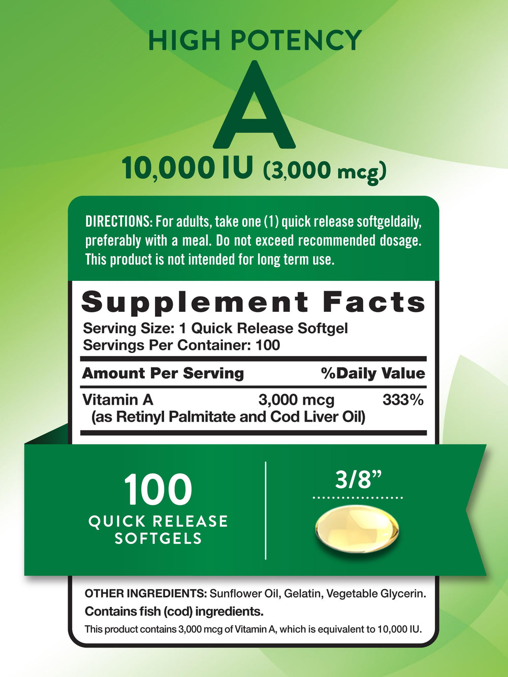 Nature's Truth Vitamin A softgels poured from bottle